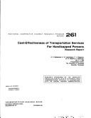 Cost-effectiveness of transportation services for handicapped persons research report