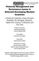 Financial management and governance issues in selected developing member countries a study of Cambodia, China (People's Republic of), Mongolia, Pakistan, Papua New Guinea, Uzbekistan, and Vietnam