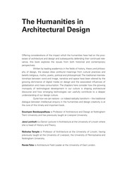 The Humanities in architectural design a contemporary and historical perspective