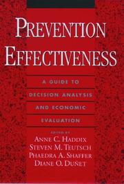 Prevention effectiveness a guide to decision analysis and economic evaluation