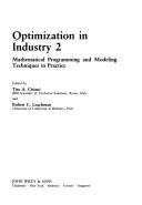 Optimization in industry 2 mathematical programming and modeling techniques in practice