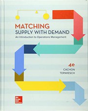 Matching supply with demand an introduction to operations management