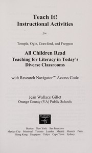 Teach it! instructional activities for Temple, ogle, Crawford, and Freppon All children read teaching for literacy in today's diverse classrooms with research navigator access code