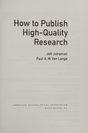 How to publish high-quality research