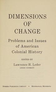 Dimensions of change problems and issues of American colonial history