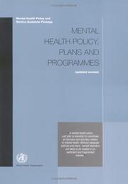 Mental health policy, plans and programmes (updated version)
