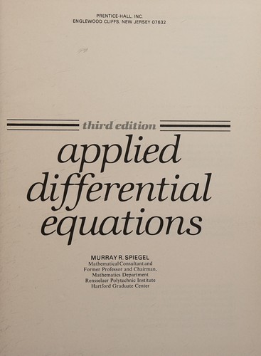 Applied differential equations.